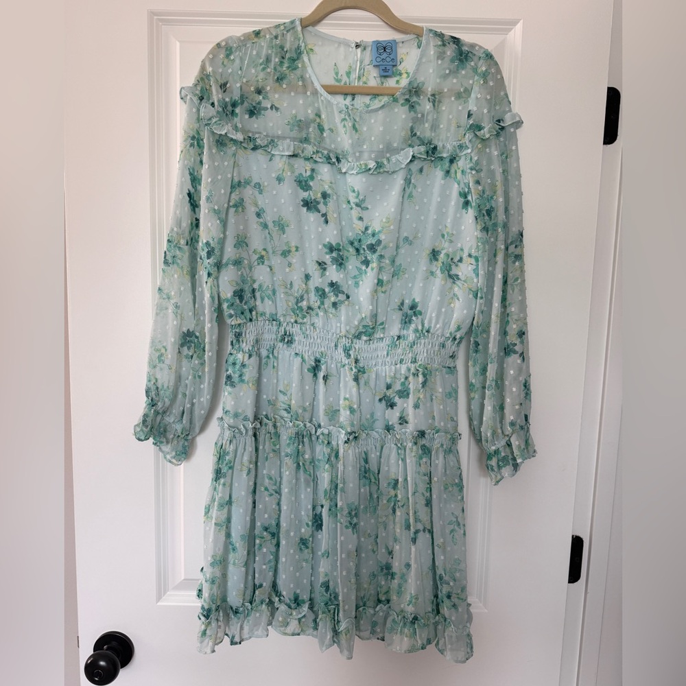 CeCe Green Floral Mini Dress